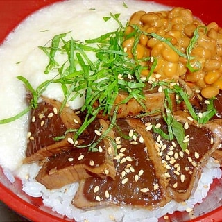 鰹のたたき漬け＆納豆とろろ丼